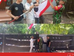 Babinsa Koramil 04/Pulogadung Himbau Masyarakat  Pasang Bendera Merah Putih Dalam Komsosnya