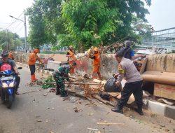 Penuh Kebersamaan Babinsa Koramil 01/Menteng Dan PPSU Laksanakan Pembersihan Lingkungan