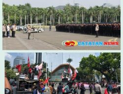 Brimob Polda Metro Jaya Amankan Aksi GEBRAK di Jalan Medan Merdeka Selatan