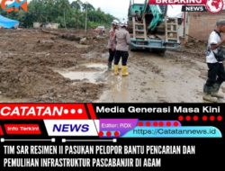 Tim SAR Resimen II Pasukan Pelopor Bantu Pencarian dan Pemulihan Infrastruktur Pascabanjir di Agam