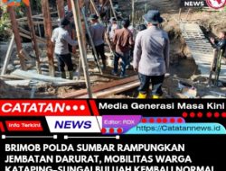 Brimob Polda Sumbar Rampungkan Jembatan Darurat, Mobilitas Warga Kataping–Sungai Buluah Kembali Normal