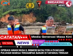 Operasi Aman Nusa II, Brimob Batalyon A Evakuasi Puluhan Warga Terdampak Banjir di Tapanuli Tengah