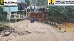 Jembatan Linggamanik Jampangtengah Ambles, PU Sukabumi Target Rampung 2,5 Bulan