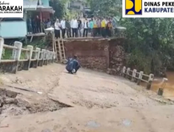 Jembatan Linggamanik Jampangtengah Ambles, PU Sukabumi Target Rampung 2,5 Bulan