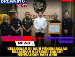 Kejaksaan RI Raih Penghargaan Kearsipan Kategori Sangat Memuaskan dari ANRI